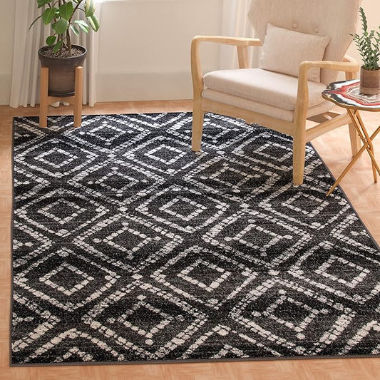 SAFAVIEH Adirondack Collection Accent Rug - 3' x 5', Black & Ivory, Modern Distressed Design, Non-Shedding & Easy Care, Ideal for High Traffic Areas in Entryway, Living Room, Bedroom (ADR131A)