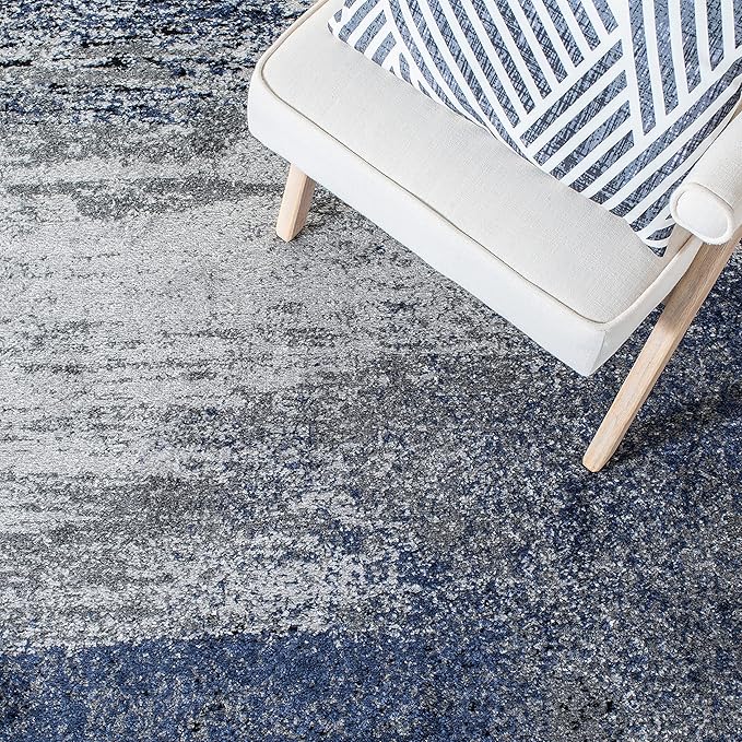 SAFAVIEH Adirondack Collection Runner Rug - 2'6" x 14', Grey & Blue, Modern Abstract Design, Non-Shedding & Easy Care, Ideal for High Traffic Areas in Living Room, Bedroom (ADR112H)