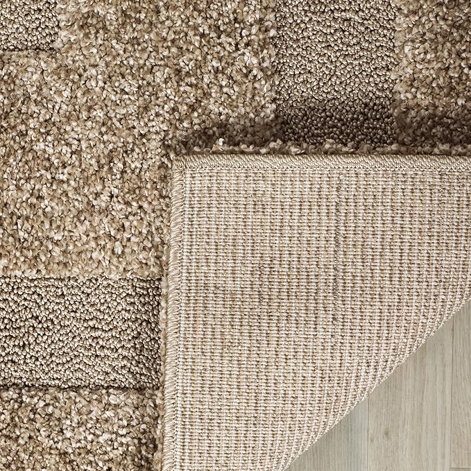 SAFAVIEH Florida Shag Collection Area Rug - 9'6" x 13', Beige & Beige, Border Design, Non-Shedding & Easy Care, 1.2-inch Thick Ideal for High Traffic Areas in Living Room, Bedroom (SG454-1313)