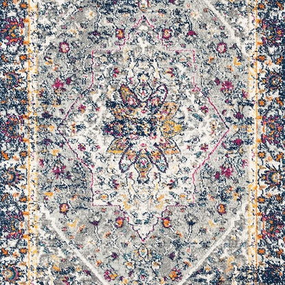 SAFAVIEH Evoke Collection 2'2" x 7' Grey / Navy EVK288N Oriental Medallion Distressed Non-Shedding Living Room Entryway Foyer Hallway Bedroom Runner Rug