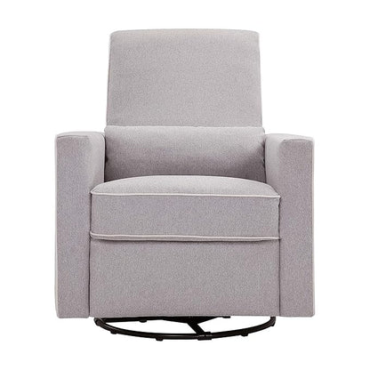 DaVinci Piper Upholstered Recliner and Swivel Glider in Grey with Cream Piping, Greenguard Gold & CertiPUR-US Certified