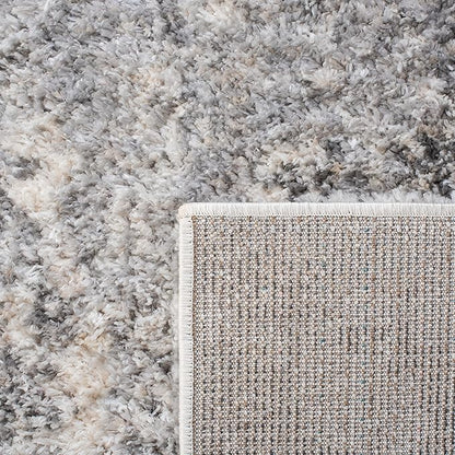 SAFAVIEH Berber Shag Collection Runner Rug - 2' x 6', Ivory & Beige, Modern Abstract Design, Non-Shedding & Easy Care, 1.2-inch Thick Ideal for High Traffic Areas in Living Room, Bedroom (BER272A)