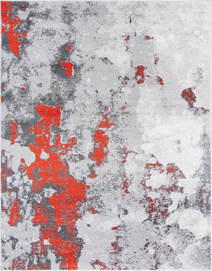 SAFAVIEH Adirondack Collection Area Rug - 6' x 9', Orange & Grey, Modern Abstract Design, Non-Shedding & Easy Care, Ideal for High Traffic Areas in Living Room, Bedroom (ADR134P)