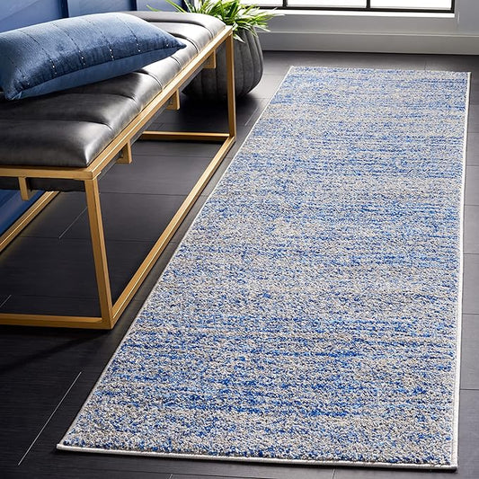 SAFAVIEH Adirondack Collection Runner Rug - 2'6" x 6', Blue & Silver, Modern Abstract Design, Non-Shedding & Easy Care, Ideal for High Traffic Areas in Living Room, Bedroom (ADR117D)