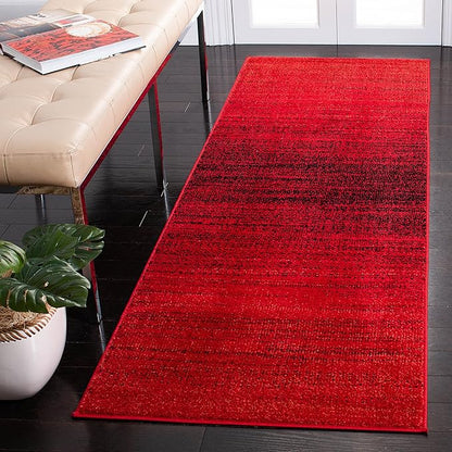 SAFAVIEH Adirondack Collection Runner Rug - 2'6" x 8', Red & Black, Modern Ombre Design, Non-Shedding & Easy Care, Ideal for High Traffic Areas in Living Room, Bedroom (ADR142Q)