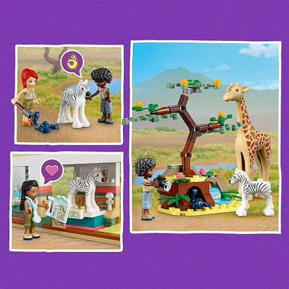 LEGO Friends Mia's Wildlife Rescue Toy 41717 with Zebra and Giraffe Safari Animal Figures Plus 3 Mini Dolls, Birthday Gift Idea for Kids, Girls & Boys Age 7 Plus Years Old