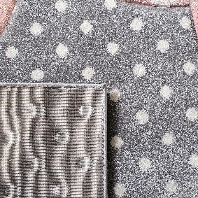 SAFAVIEH Carousel Kids Collection Accent Rug - 2' x 3', Grey & Ivory & Pink, Non-Shedding & Easy Care, Ideal for High Traffic Areas for Boys & Girls in Playroom, Nursery, Bedroom (CRK163G)