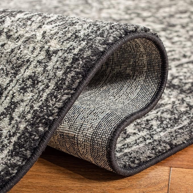 SAFAVIEH Evoke Collection 2'2" x 9' Black / Grey EVK256R Oriental Distressed Non-Shedding Living Room Entryway Foyer Hallway Bedroom Runner Rug