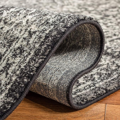 SAFAVIEH Evoke Collection 2'2" x 9' Black / Grey EVK256R Oriental Distressed Non-Shedding Living Room Entryway Foyer Hallway Bedroom Runner Rug