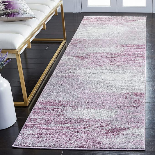 SAFAVIEH Adirondack Collection Runner Rug - 2'6" x 8', Grey & Purple, Modern Abstract Design, Non-Shedding & Easy Care, Ideal for High Traffic Areas in Living Room, Bedroom (ADR112V)