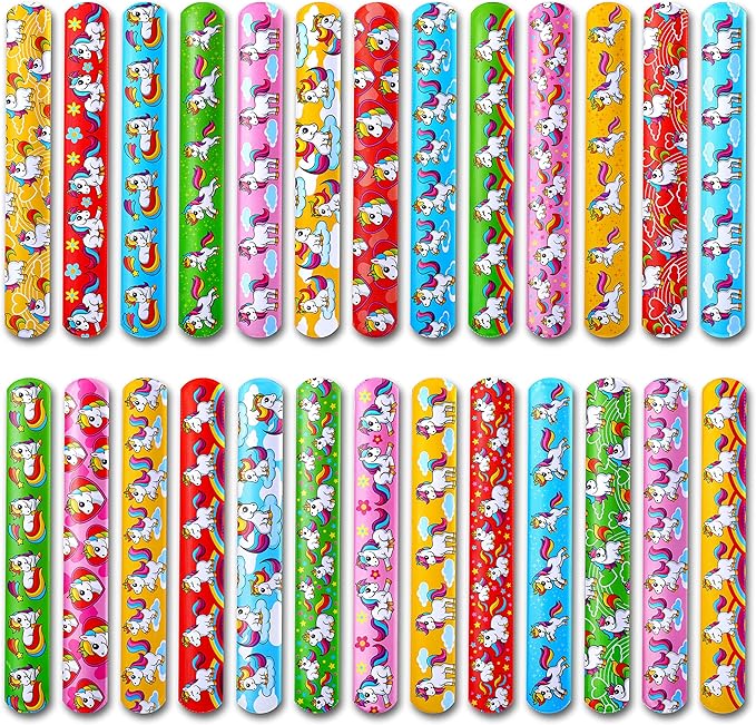 50-Piece Unicorn Slap Bracelets for Kids, Bulk Snap Wristbands, Bulk Toys Pinata Stuffers Party Favors for kids 8-12, Treasure Box Toys for classroom rewards, Classroom prizes, Birthday Party Favors
