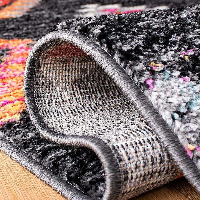 SAFAVIEH Adirondack Collection Runner Rug - 2'6" x 8', Black & Red, Boho Tribal Design, Non-Shedding & Easy Care, Ideal for High Traffic Areas in Living Room, Bedroom (ADR245Z)