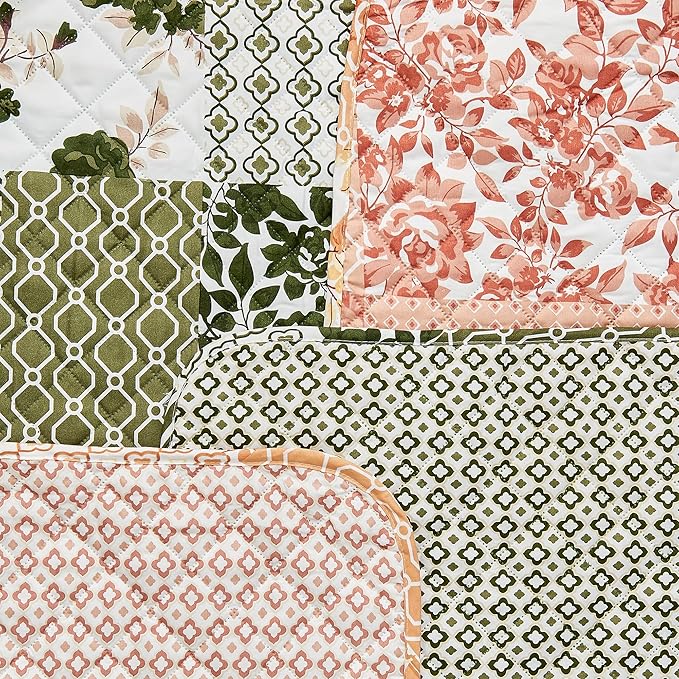 Great Bay Home Reversible Patchwork Loveseat Cover - Washable Slipcover Furniture Protector with Elastic Straps - Couch Cover for Dogs, Kids, and Pets - Box-Stitched Detail (Loveseat, Dusty Rose)