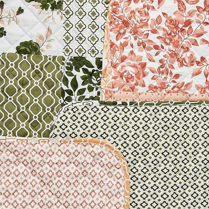 Great Bay Home Reversible Patchwork Loveseat Cover - Washable Slipcover Furniture Protector with Elastic Straps - Couch Cover for Dogs, Kids, and Pets - Box-Stitched Detail (Loveseat, Dusty Rose)