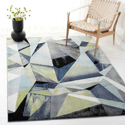 SAFAVIEH Porcello Collection Accent Rug - 2'7" x 5', Grey & Blue, Modern Abstract Design, Non-Shedding & Easy Care, Ideal for High Traffic Areas in Entryway, Living Room, Bedroom (PRL6940G)