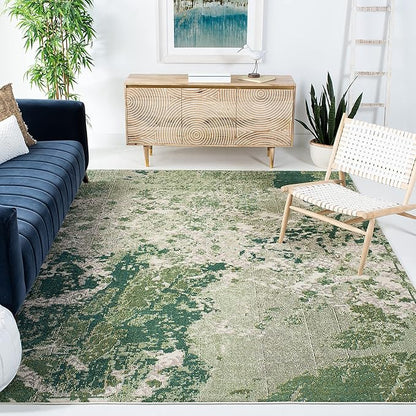 SAFAVIEH Madison Collection Area Rug - 8' x 10', Green & Ivory, Modern Abstract Design, Non-Shedding & Easy Care, Ideal for High Traffic Areas in Living Room, Bedroom (MAD499Y)
