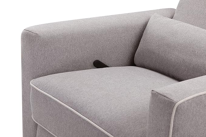 DaVinci Piper Upholstered Recliner and Swivel Glider in Grey with Cream Piping, Greenguard Gold & CertiPUR-US Certified