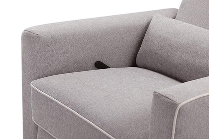 DaVinci Piper Upholstered Recliner and Swivel Glider in Grey with Cream Piping, Greenguard Gold & CertiPUR-US Certified