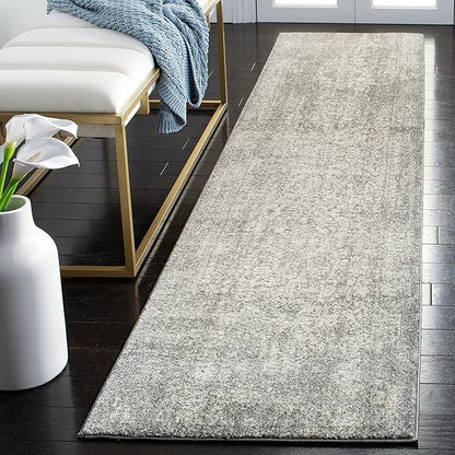 SAFAVIEH Evoke Collection 2'2" x 9' Silver / Ivory EVK256S Oriental Distressed Non-Shedding Living Room Entryway Foyer Hallway Bedroom Runner Rug