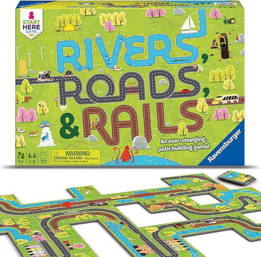 Ravensburger Rivers, Roads and Rails - Innovative Matching Game for Kids | Encourages Strategic Thinking | Award-Winning Design