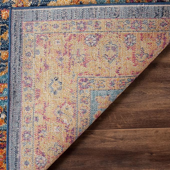 SAFAVIEH Evoke Collection 2'2" x 11' Blue/Orange EVK275C Oriental Medallion Distressed Non-Shedding Living Room Bedroom Runner Rug