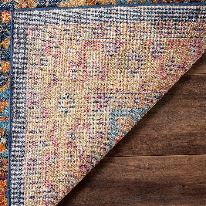 SAFAVIEH Evoke Collection 2'2" x 9' Blue/Orange EVK275C Oriental Medallion Distressed Non-Shedding Living Room Entryway Foyer Hallway Bedroom Runner Rug