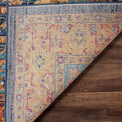 SAFAVIEH Evoke Collection 2'2" x 9' Blue/Orange EVK275C Oriental Medallion Distressed Non-Shedding Living Room Entryway Foyer Hallway Bedroom Runner Rug