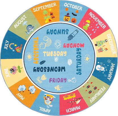 SAFAVIEH Kids Playhouse Collection Area Rug - 5' Round, Blue & Green, Non-Shedding Machine Washable & Slip Resistant Ideal for High Traffic Areas for Boys & Girls in Playroom, Nursery (KPH224M)