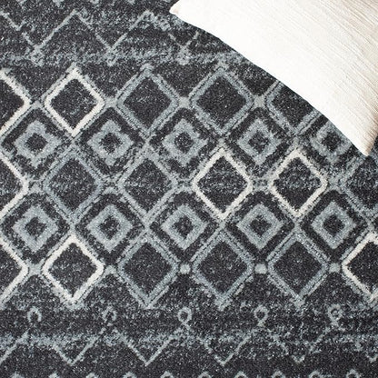 SAFAVIEH Amsterdam Collection Runner Rug - 2'3" x 12', Dark Grey & Light Grey, Moroccan Boho Design, Non-Shedding & Easy Care, Ideal for High Traffic Areas in Living Room, Bedroom (AMS108J)