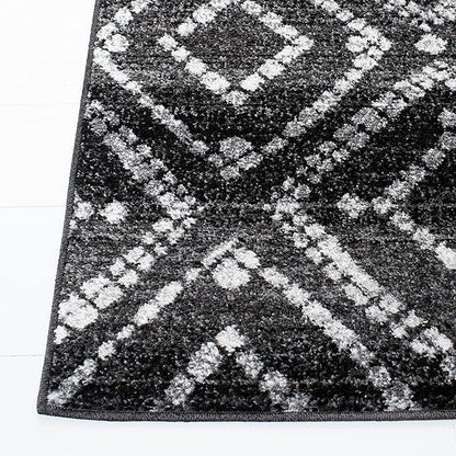 SAFAVIEH Adirondack Collection Runner Rug - 2'6" x 8', Black & Ivory, Modern Diamond Distressed Design, Non-Shedding & Easy Care, Ideal for High Traffic Areas in Living Room, Bedroom (ADR131A)