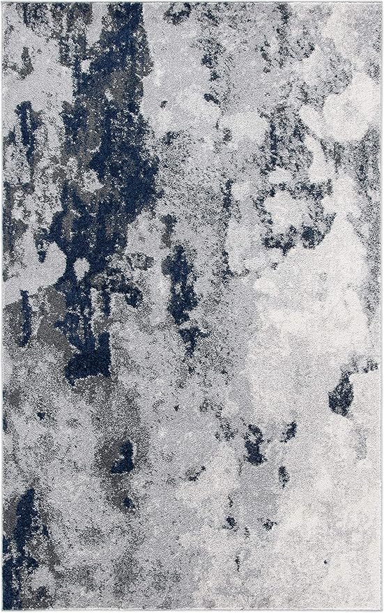 SAFAVIEH Adirondack Collection Accent Rug - 2'6" x 4', Navy & Grey, Modern Abstract Design, Non-Shedding & Easy Care, Ideal for High Traffic Areas in Entryway, Living Room, Bedroom (ADR134N)