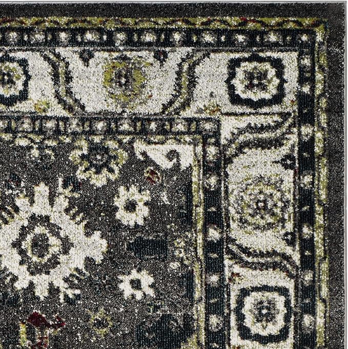 SAFAVIEH Vintage Hamadan Collection Accent Rug - 4' x 6', Dark Grey & Ivory, Persian Design, Non-Shedding & Easy Care, Ideal for High Traffic Areas in Entryway, Living Room, Bedroom (VTH214M)