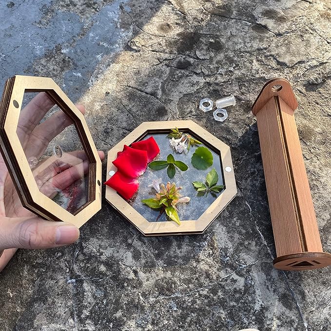 2PCS Natural DIY Kaleidoscope Kit, New Wooden Magic Rotating Kaleidoscope Making Set for Nature Lovers, Best Gift, Outdoor Classic Handmade Education Toys for Kids