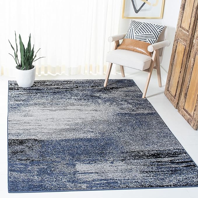 SAFAVIEH Adirondack Collection Accent Rug - 4' x 6', Grey & Blue, Modern Abstract Design, Non-Shedding & Easy Care, Ideal for High Traffic Areas in Entryway, Living Room, Bedroom (ADR112H)