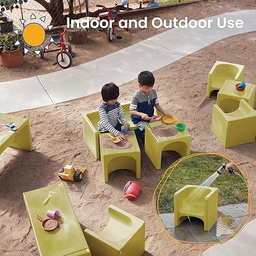 ECR4Kids Tri-Me 3-In-1 Cube Chair, Kids Furniture, Fern Green