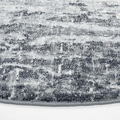 SAFAVIEH Evoke Collection Area Rug - 6'7" Round, Ivory & Grey, Modern Abstract Design, Non-Shedding & Easy Care, Ideal for High Traffic Areas in Living Room, Bedroom (EVK272F)