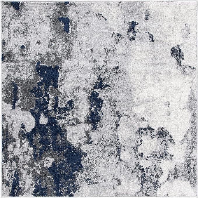 SAFAVIEH Adirondack Collection 6' Square Navy / Grey ADR134N Modern Abstract Non-Shedding Living Room Bedroom Dining Home Office Area Rug