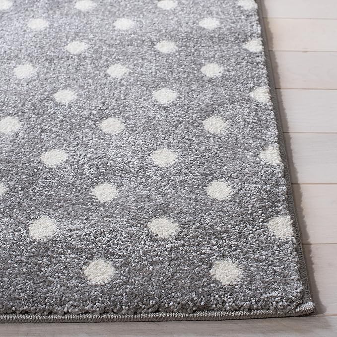 SAFAVIEH Carousel Kids Collection Accent Rug - 2' x 3', Grey & Ivory & Pink, Non-Shedding & Easy Care, Ideal for High Traffic Areas for Boys & Girls in Playroom, Nursery, Bedroom (CRK163G)