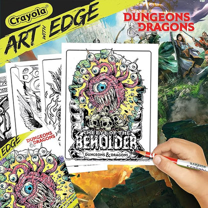 Crayola Art with Edge Dungeons & Dragons Coloring Pages (28pgs), Adult Coloring, DND, Full Poster Included, Gift for Teens