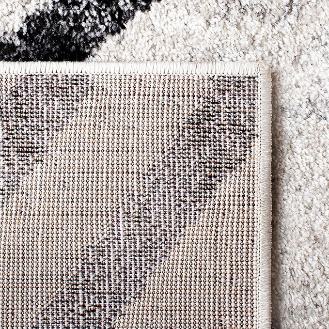 SAFAVIEH Adirondack Collection Runner Rug - 2'6" x 6', Ivory & Charcoal, Modern Geometric Distressed Design, Non-Shedding & Easy Care, Ideal for High Traffic Areas in Living Room, Bedroom (ADR253B)