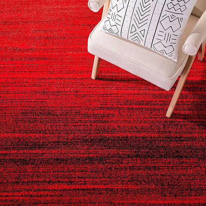 SAFAVIEH Adirondack Collection Runner Rug - 2'6" x 8', Red & Black, Modern Ombre Design, Non-Shedding & Easy Care, Ideal for High Traffic Areas in Living Room, Bedroom (ADR142Q)