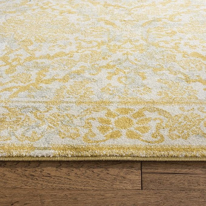 SAFAVIEH Evoke Collection 2'2" x 7' Ivory/Gold EVK242S Non-Shedding Living Room Entryway Foyer Hallway Bedroom Runner Rug