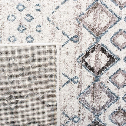 SAFAVIEH Amsterdam Collection Runner Rug - 2'3" x 20', Ivory & Grey, Moroccan Boho Design, Non-Shedding & Easy Care, Ideal for High Traffic Areas in Living Room, Bedroom (AMS108A)