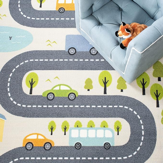 SAFAVIEH Kids Playhouse Collection Accent Rug - 3'3" x 5'3", Beige & Green, Non-Shedding Machine Washable & Slip Resistant Ideal for High Traffic Areas for Boys & Girls in Playroom, Bedroom (KPH227A)