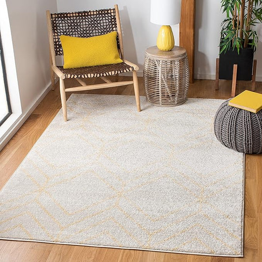 SAFAVIEH Adirondack Collection Accent Rug - 3' x 5', Ivory & Gold, Modern Geometric Design, Non-Shedding & Easy Care, Ideal for High Traffic Areas in Entryway, Living Room, Bedroom (ADR241C)