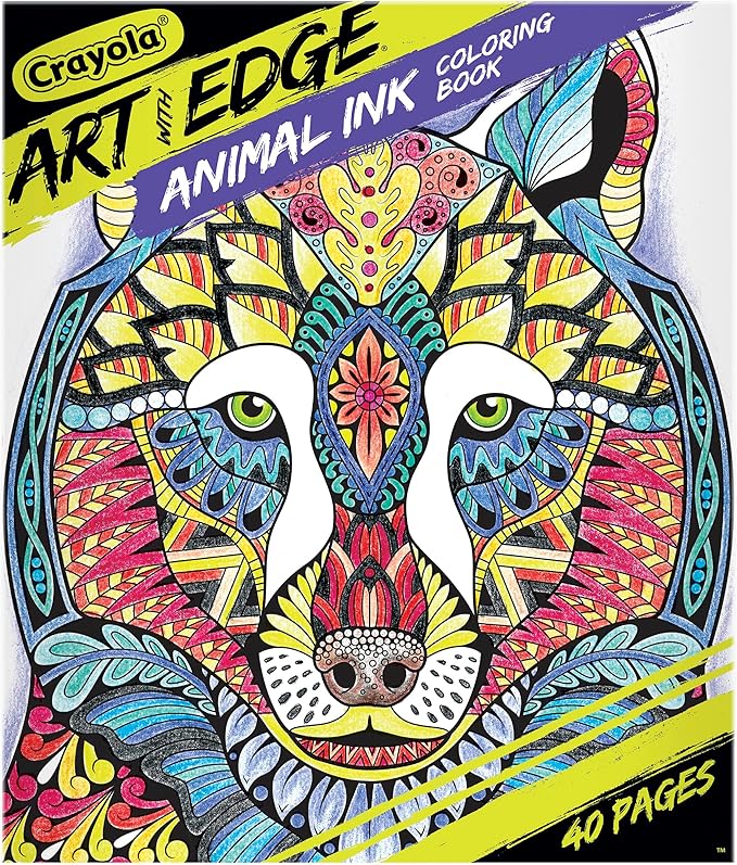 Crayola Art With Edge Jungle Animal Coloring Pages (40pgs), Cute Animals, Mandala Designs, Teen and Adult Coloring Books
