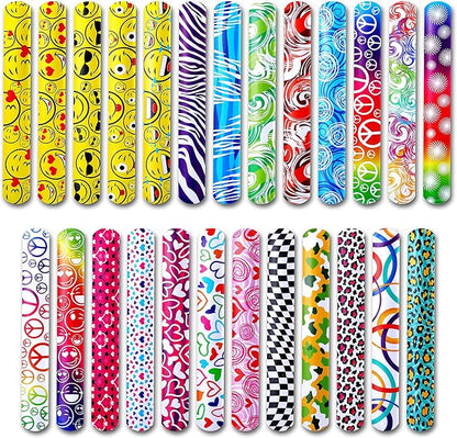 50-Piece Slap Bracelets Stocking Stuffers For Kids | Party Favors For Kids 4-8 | Slap Bracelets Bulk Party Favors | Goodie Bags Easter Basket Stuffers For Kids Fun Valentines Day Gift For Kids