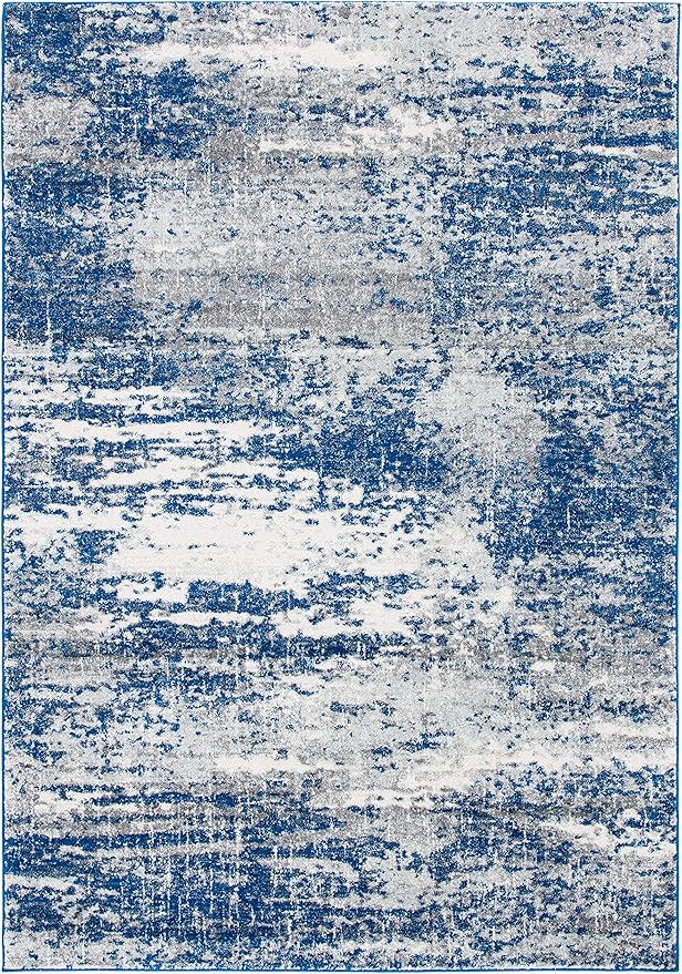 SAFAVIEH Evoke Collection 4' x 6' Dark Blue/Grey EVK272L Modern Abstract Non-Shedding Living Room Dining Bedroom Accent Rug