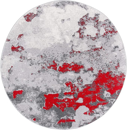 SAFAVIEH Adirondack Collection 10' Round Red / Grey ADR134Q Modern Abstract Non-Shedding Dining Room Entryway Foyer Living Room Bedroom Area Rug