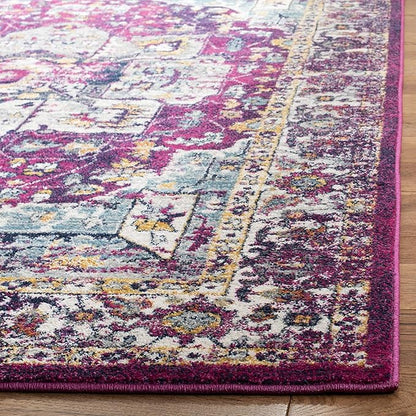 SAFAVIEH Evoke Collection 2'2" x 7' Fuchsia / Ivory EVK275R Oriental Medallion Distressed Non-Shedding Living Room Entryway Foyer Hallway Bedroom Runner Rug